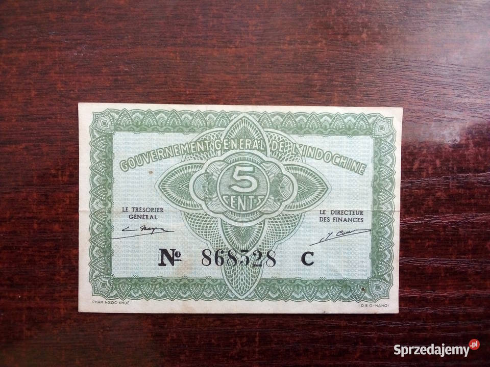Banknot 5 centów Indochiny Płońsk