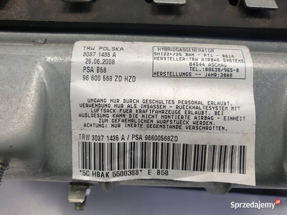 Citroen C4 Picasso PODUSZKA POWIETRZNA kolanowa Chełm sprzedam