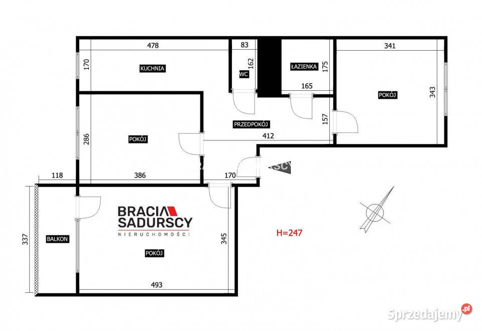 Mieszkanie 64m2 3pokojowe Kraków małopolskie