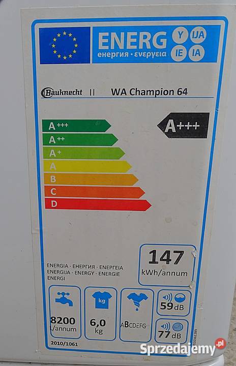 Pralka BAUKNECHT WA Champion 64 GWARANCJA DUŻY 85cm Goleniów sprzedam