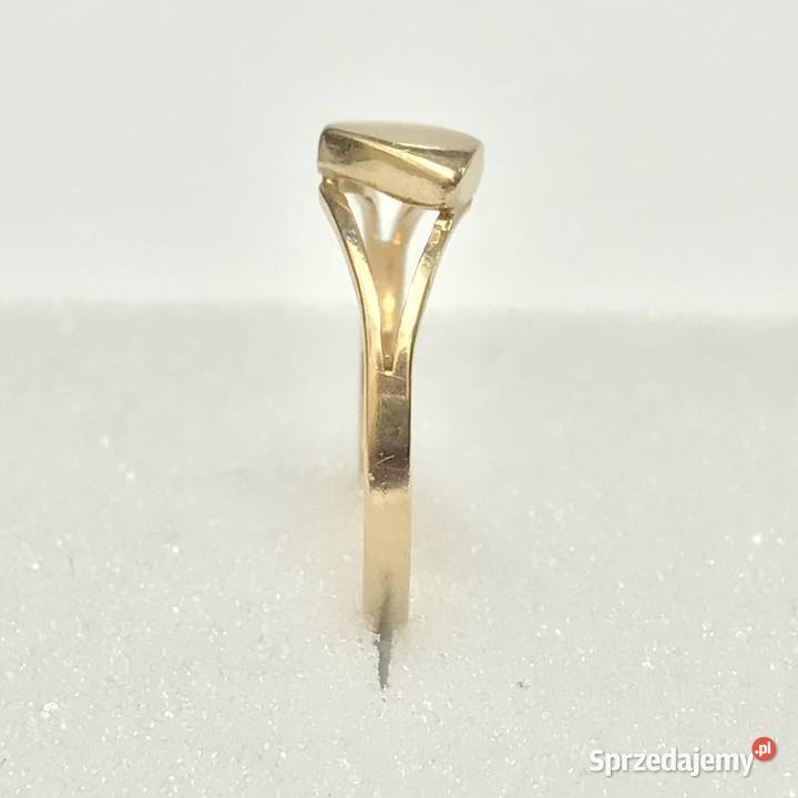 Złoty PIERŚCIONEK 14K damski SYGNET płaski TOP Warszawa sprzedam