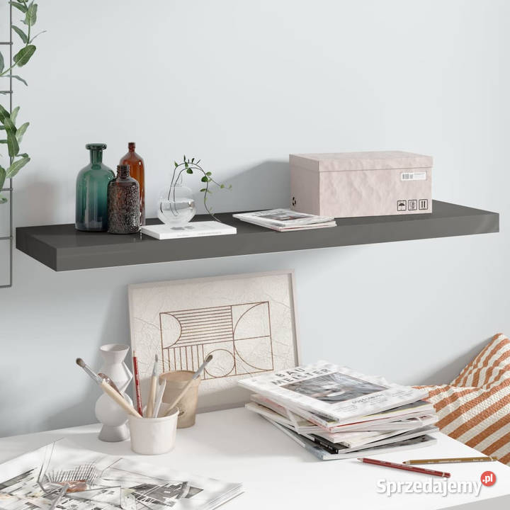 Półka ścienna wysoki połysk szare 90x235x38 MDF mazowieckie Warszawa