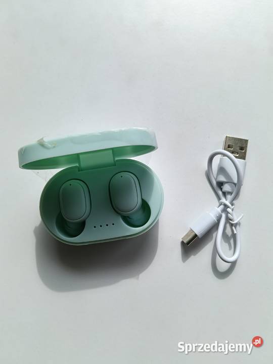 Słuchawki TWS Bluetooth miętowe etui i kabel podlaskie Białystok