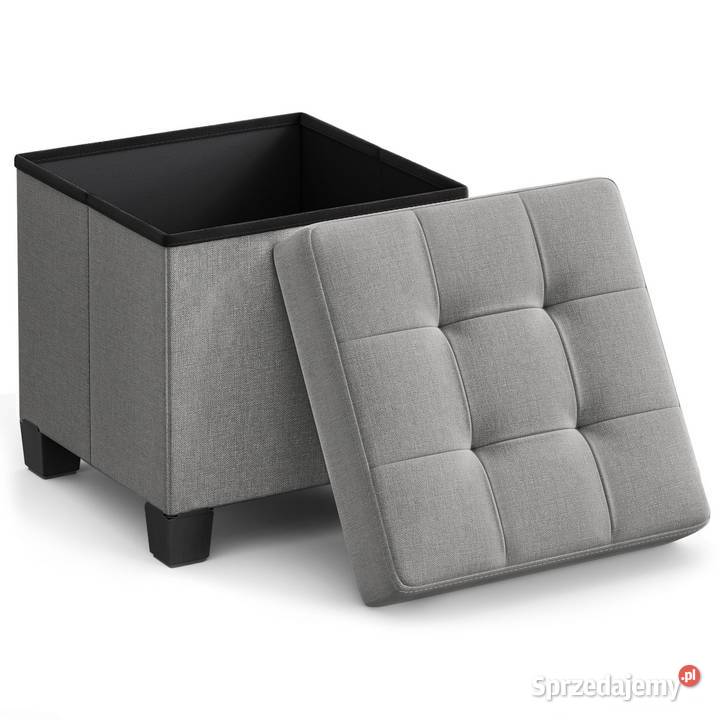 Pufa ze schowkiem szara 37l pikowana MDF metal