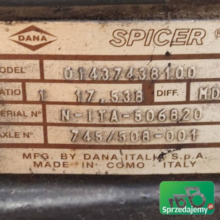 Oś przednia Dana 745508 AGCO V37438100 Valtra