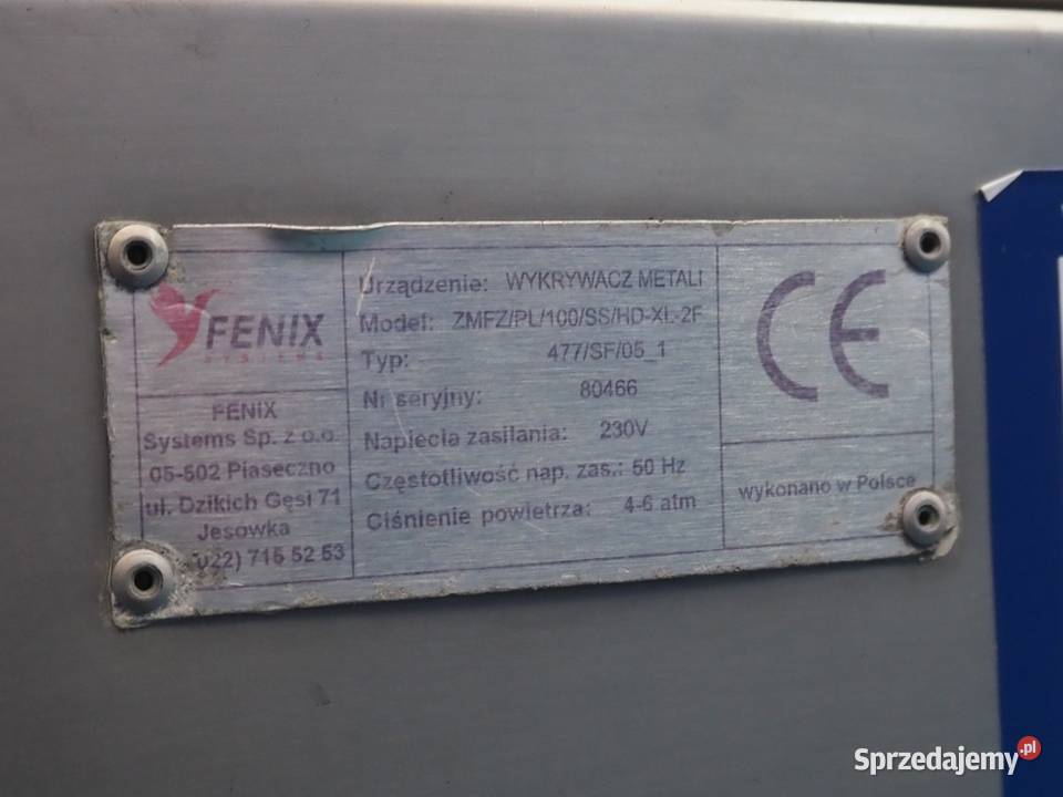 Safeline 477SF051 Rurociągowy detektor metalu