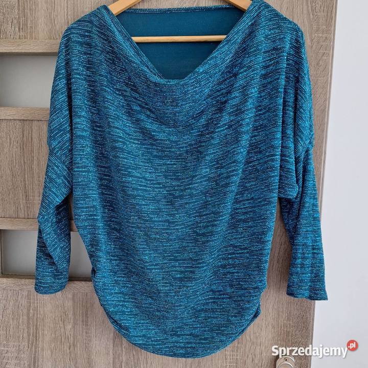Śliczna włoska morska błyszcząca bluzka 3/4 małopolskie