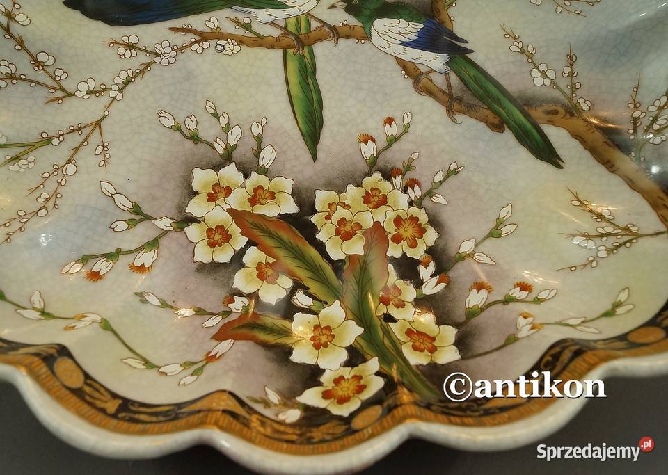 Patera z ptakami porcelana w brązie Porcelana i szkło Gdańsk sprzedam