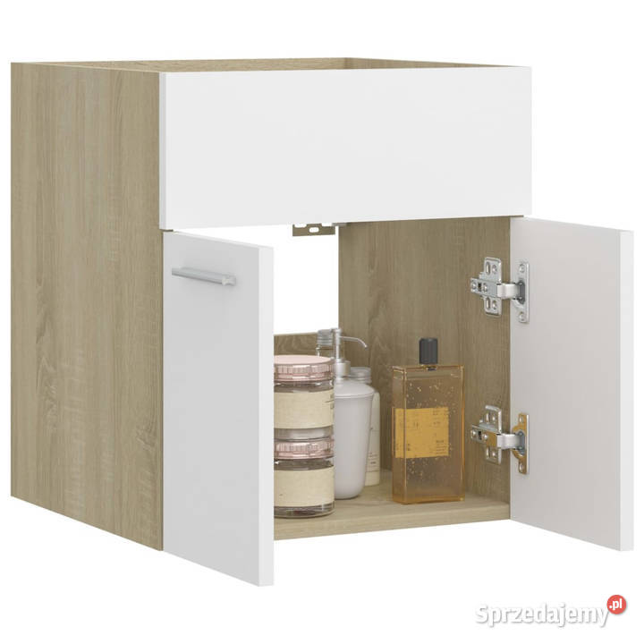 Szafka pod umywalkę biel i dąb sonoma 41x385x46 Pozostałe