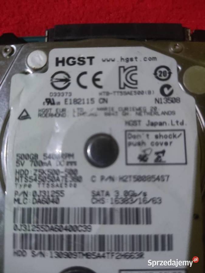 Dysk do laptopa 500gb HGST HDD SATA 3 25 Samsung Głogów sprzedam