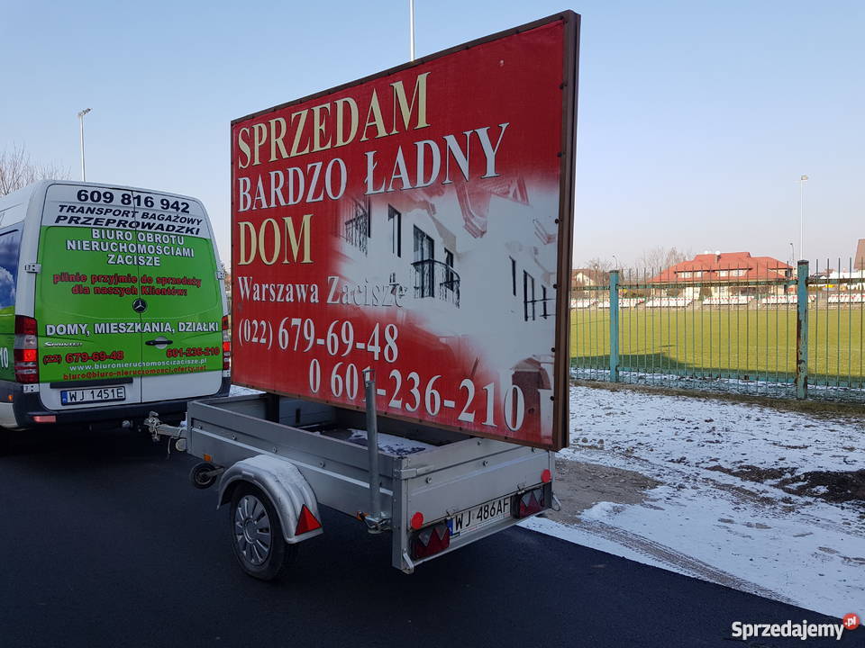 Przyczepa reklamowa mobilna wolno stojąca lawety Warszawa