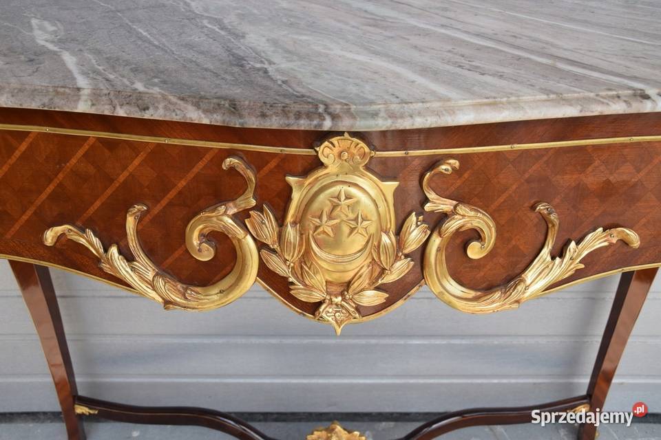 Drewniana Brązowa Konsola pod Ścianę Secesja Kraków