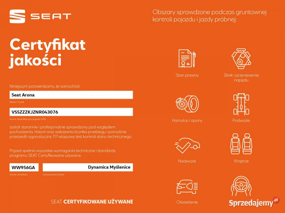 Seat Arona VAT 23 FR 10TSI 110 M6 2021 r salon I Myślenice sprzedam