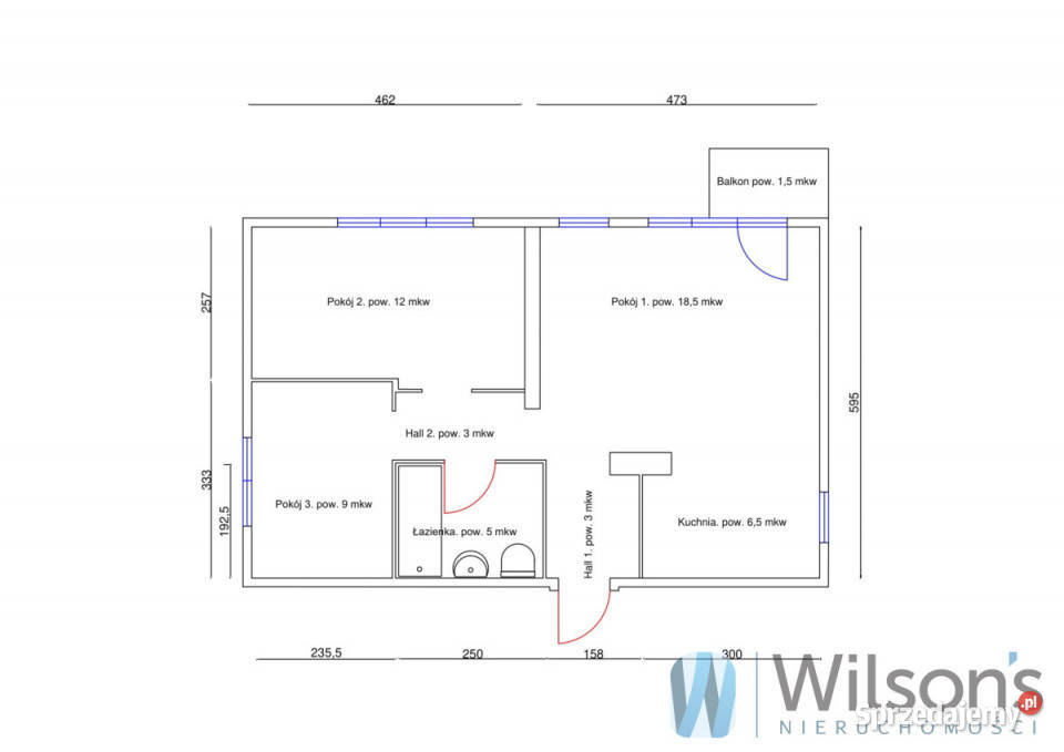 Ogłoszenie mieszkanie 57m2 3 pokojowe Warszawa mazowieckie