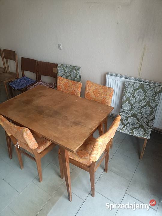 Stół drewniany rozkładany z krzesłami Łódź