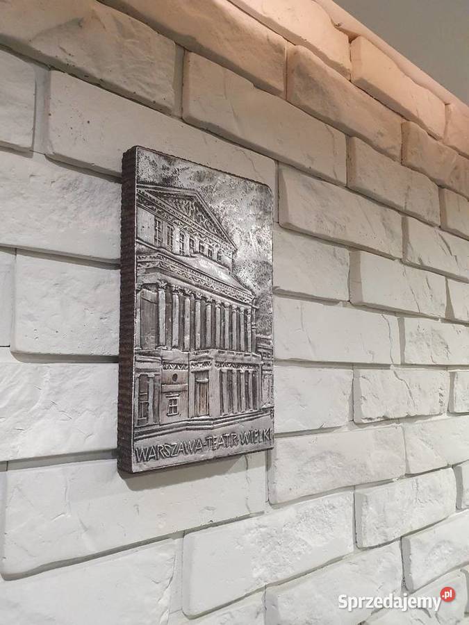 Warszawa płaskorzeźba retro plakieta drewnometal Solnica