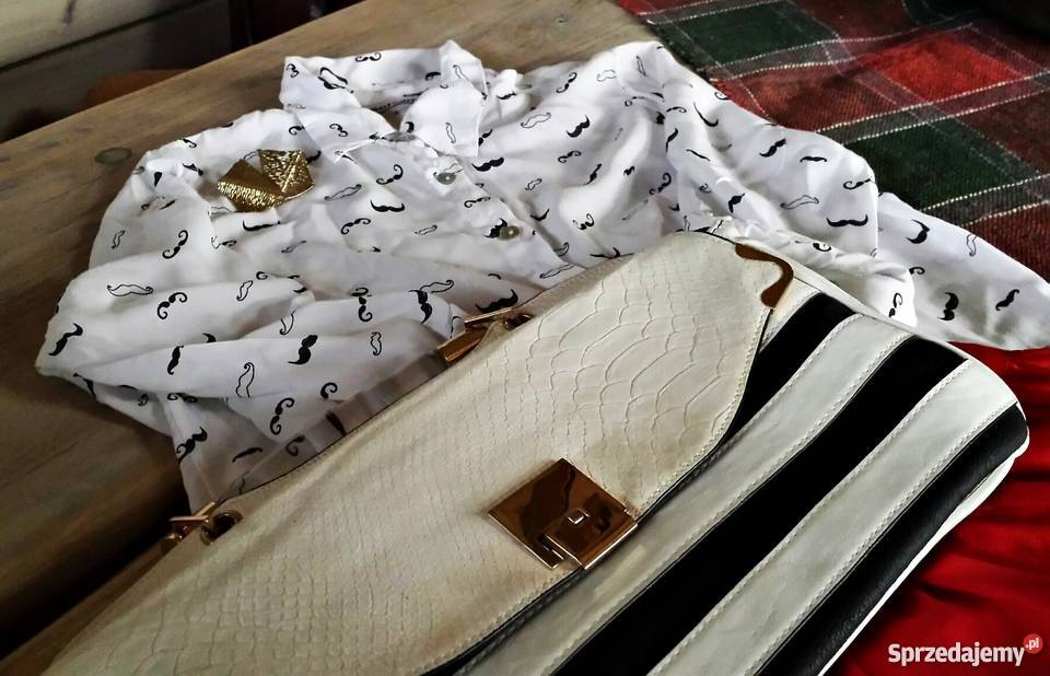 Torebka River Island czarnobiała pasy jesieńzima Na ramię  Torby i torebki Lublin