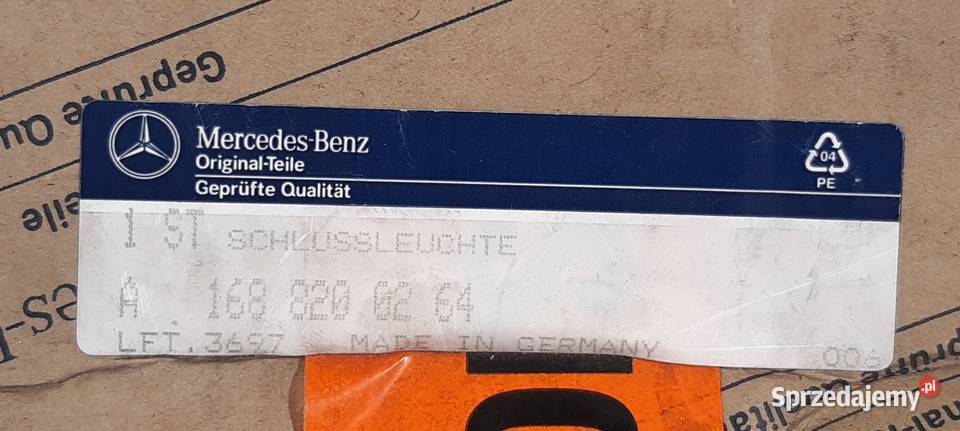 LAMPA PRAWY TYŁ MERCEDES AKLASA W168 A1688200264 Prawe