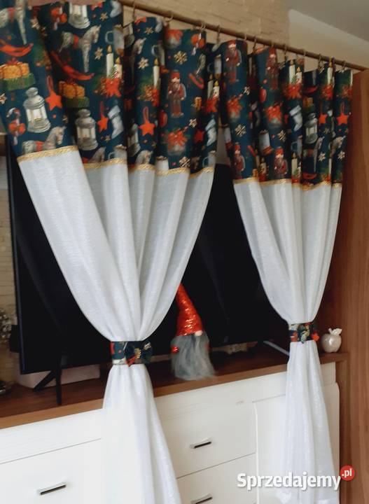 Firanki zasłonki butelkowa zieleń dziadek do Mława