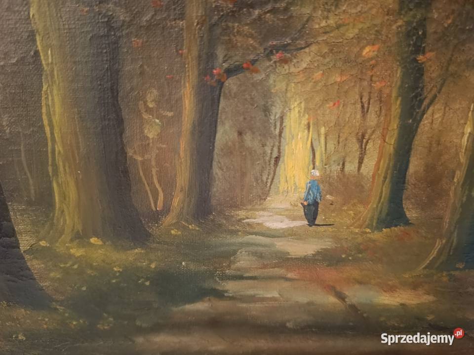 Stary obraz olejny na płótnie 70x50 kujawsko-pomorskie Lipno