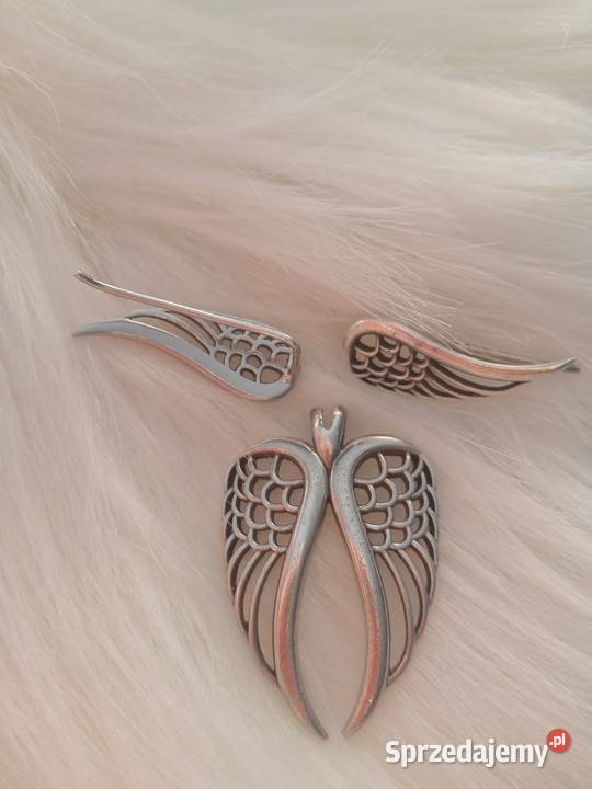 Srebrne skrzydełka komplet biżuteria Miastko