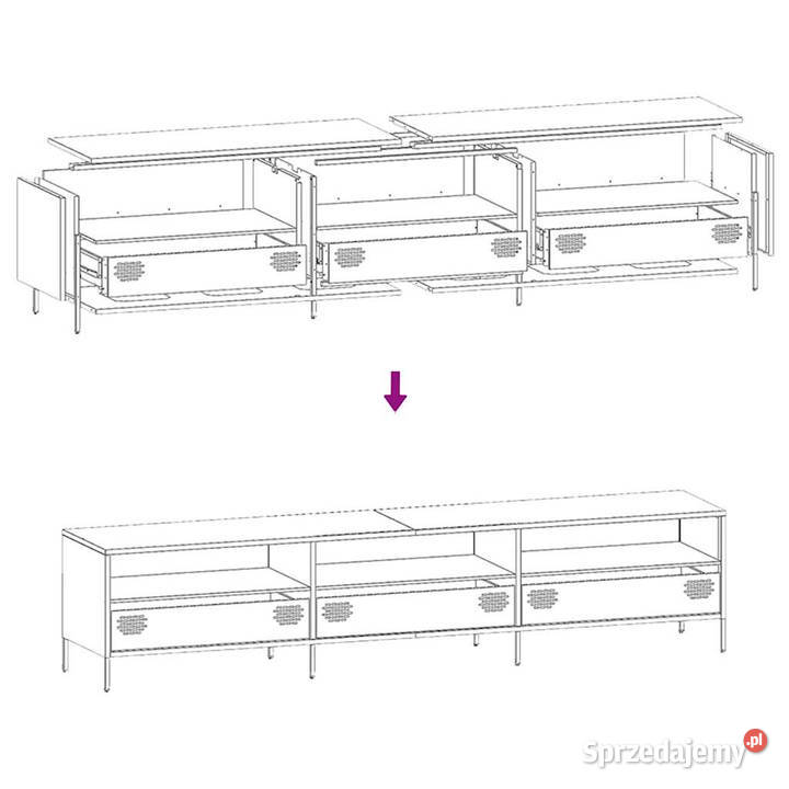 Szafka RTV żółta 202x39x435 stal walcowana na Warszawa