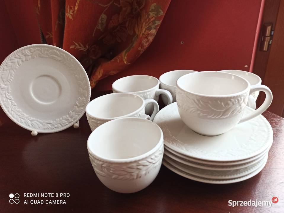 Duża Filiżanka z grubej białej porcelany Z Gdańsk