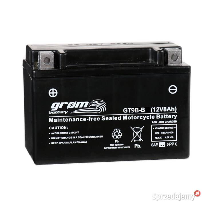 Akumulator motocyklowy GROM GT9BB YT9B 12V 8Ah Gniezno
