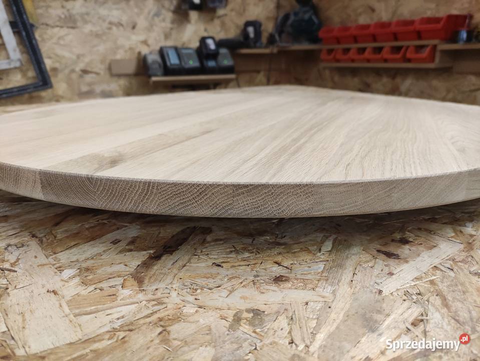 Blat dębowy lity okragły 80 na stolik Piaski