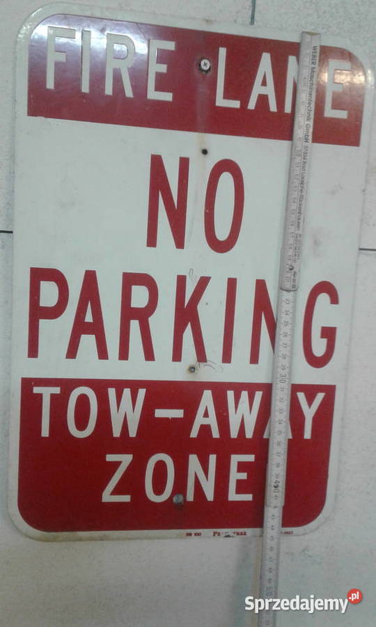 Tablica znak FIRE LANE NO PARKIG TOWAWAY ZONE Dekoracje i ozdoby Szczecin