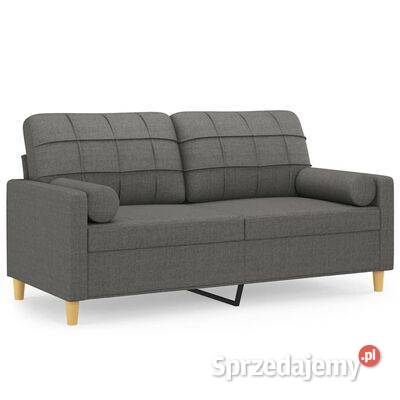 vidaXL 2-osobowa sofa z poduszkami, ciemnoszara, 140 cm, tka