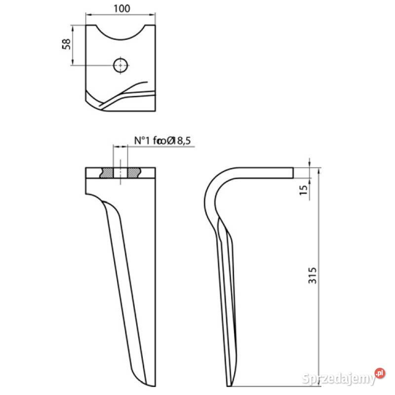 Ząb brony Kverneland 100x15 mm 46000150 46010151 nieuszkodzony Golina