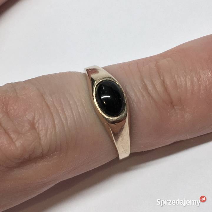 Złoty PIERŚCIONEK damski 585 14K cudowny ONYKS Warszawa