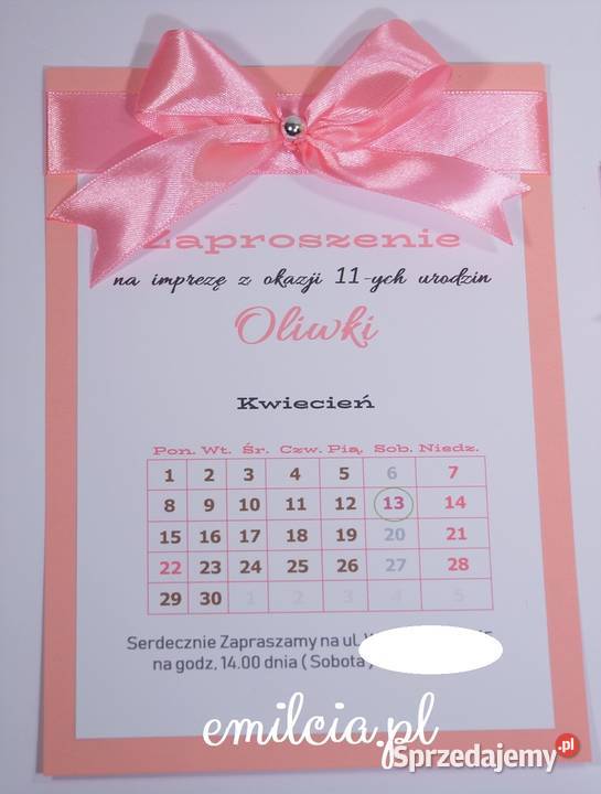 Zaproszenie z okazji 18 urodzin Kalendarz Zielona Góra sprzedam