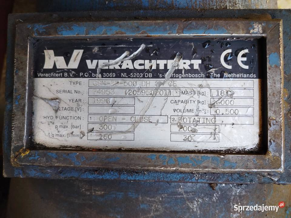 Chwytak do złomu verachtert z rotatorem Czchów