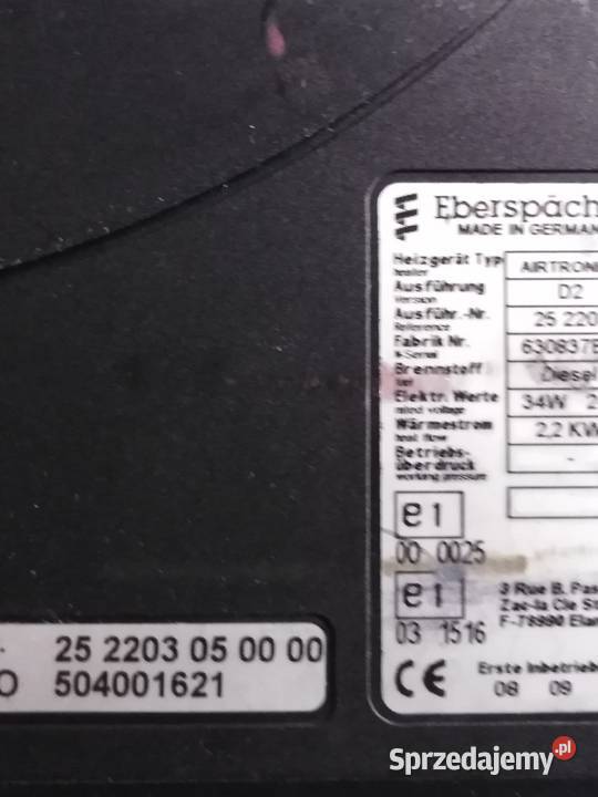 WEBASTO IVECO STRALIS AIRTRONIC 504001621 Ogrzewanie, wentylacja i klimatyzacja