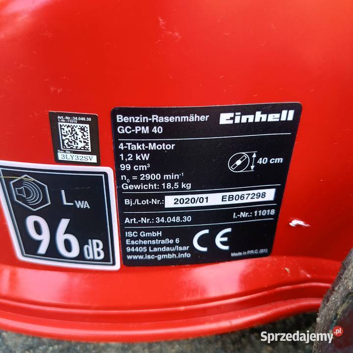 Kosiarka spalinowa einhel GCPM 40 Bez napędu Pielgrzymka sprzedam
