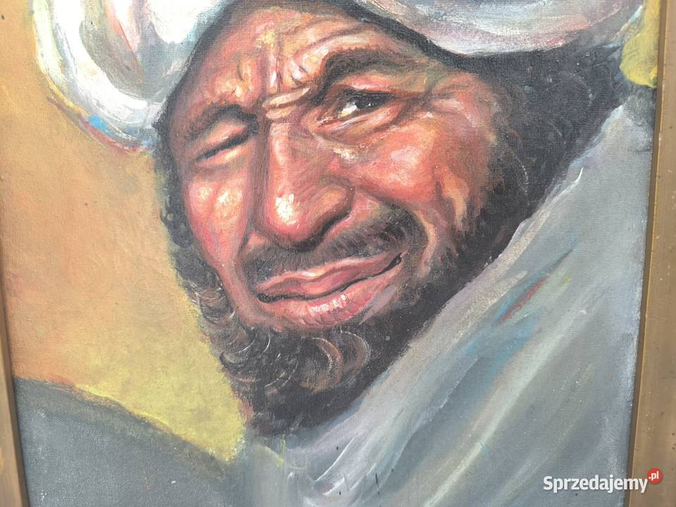 Stary oryginalny obraz olejny portret sygnowany łódzkie Łódź