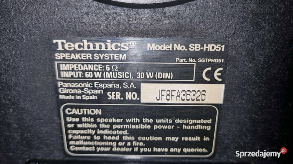 Kolumny monitory Technics SBHD51 2x60Watt Audio Warta