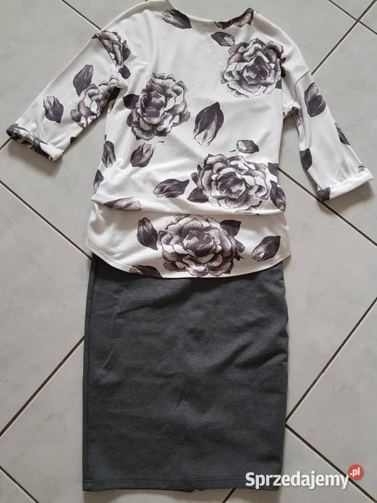 bluzka oversize tunika bluza róże elegancka 3/4