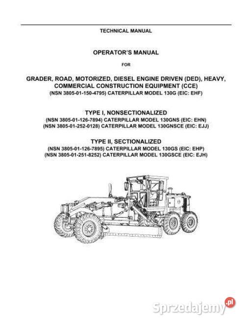 Caterpillar CAT 130G instrukcja obsługi DTR Kielce