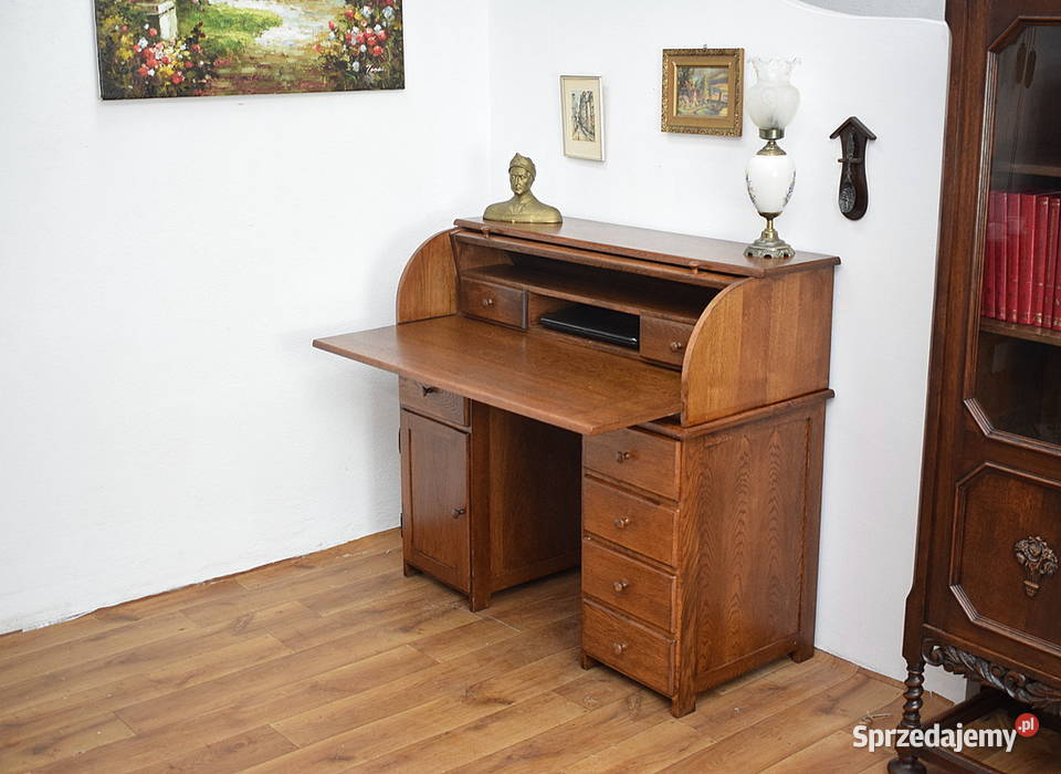DĘBOWA SEKRETERA Z ROLETĄ BIURKO SEKRETARZYK Świdnica