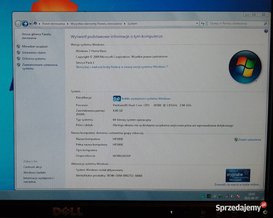 Komputer HP 500B 2x293GHz 4GB DDR3 warmińsko-mazurskie Olsztyn