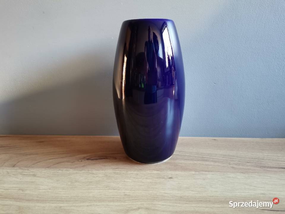 Stary niebieski kobaltowy wazon porcelit Katowice