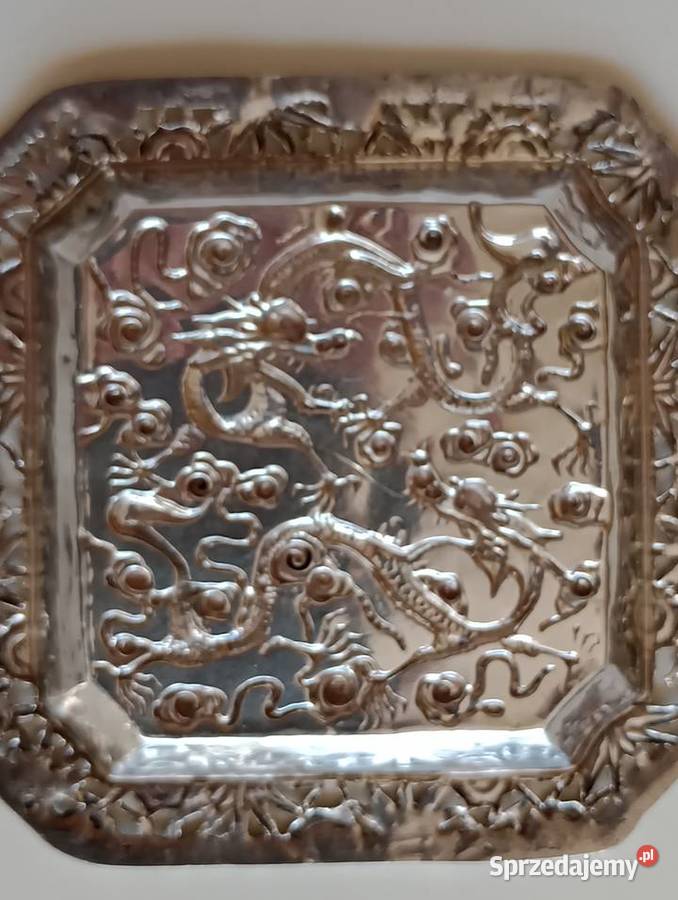 Piękna srebrna misa Antyk Chiny Fantastyczna Mosina