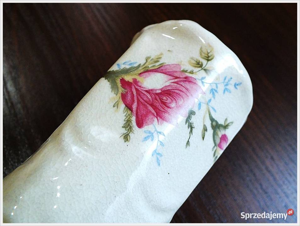 Stary wazon wazonik ceramiczny malowane kwiaty lubuskie Żary