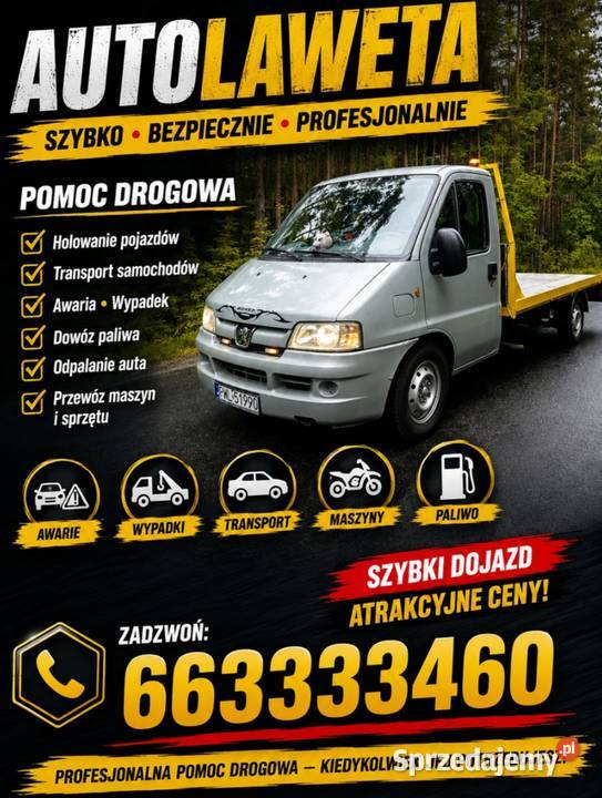 Pomoc drogowa usługi autolaweta Rawicz