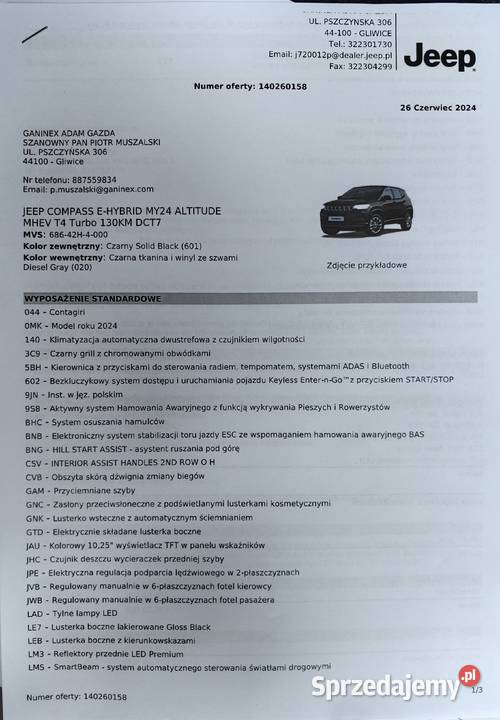 Jeep Compas 2024 Pyskowice