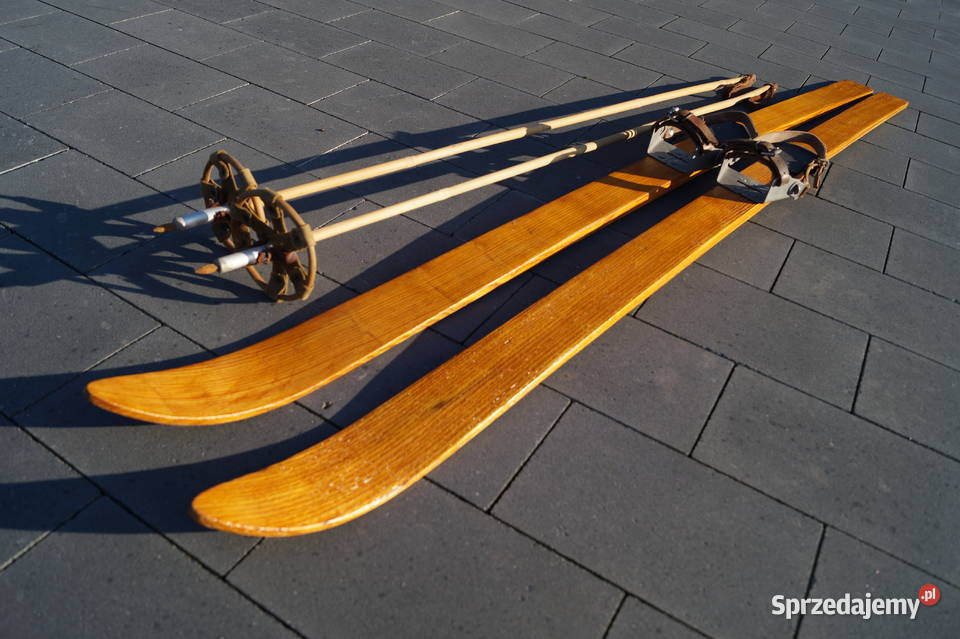 Stare narty jesionowe 165 kijki Pruchnik