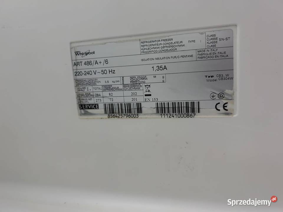 Lodówka WHIRPOOL Do zabudowy 177 A stabilna